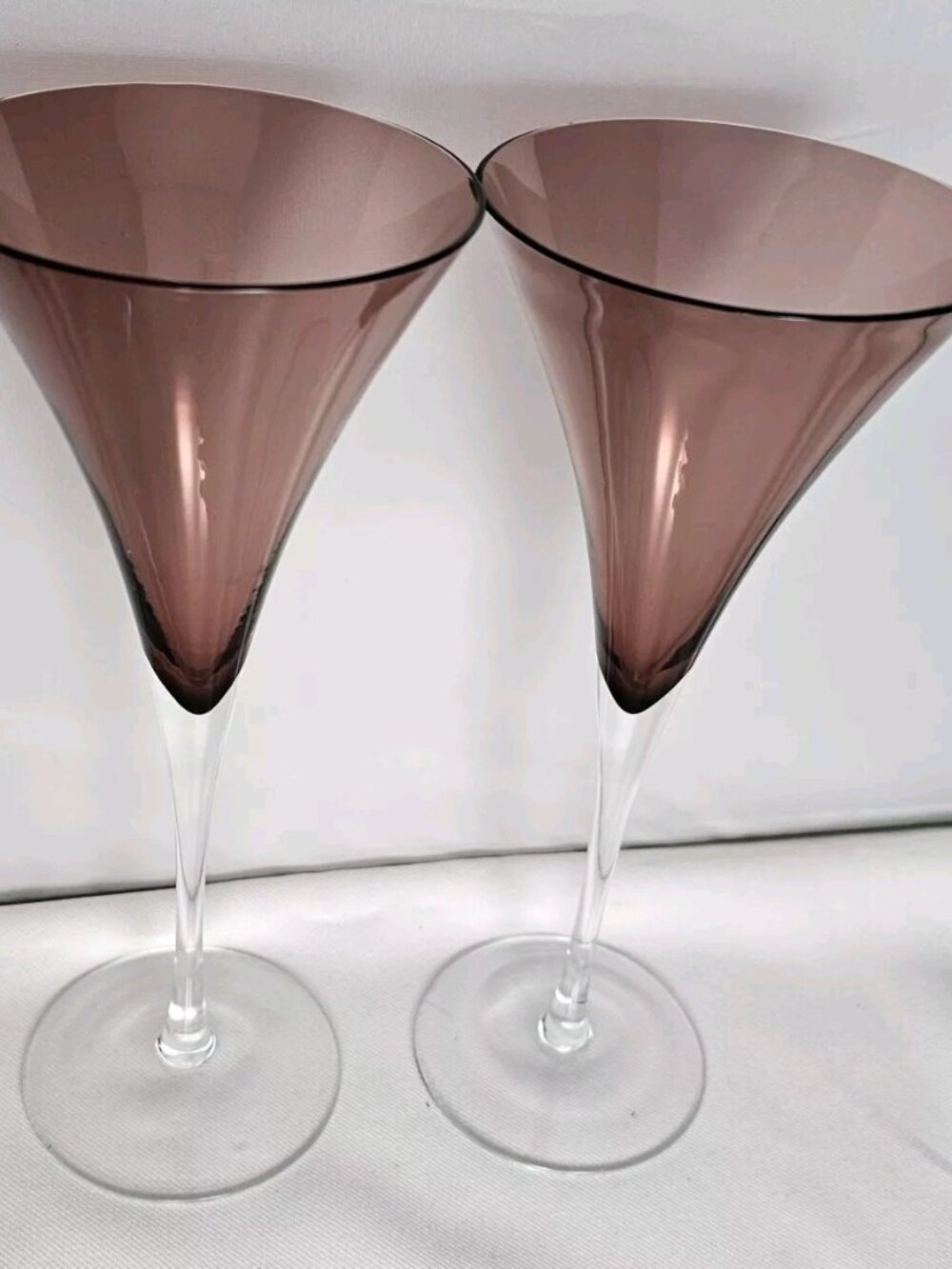 Pottery Barn Amethyst Wine Glasses 9" Bijoux stemmed goblet set/2 elegant flutes - Picture 3 of 12